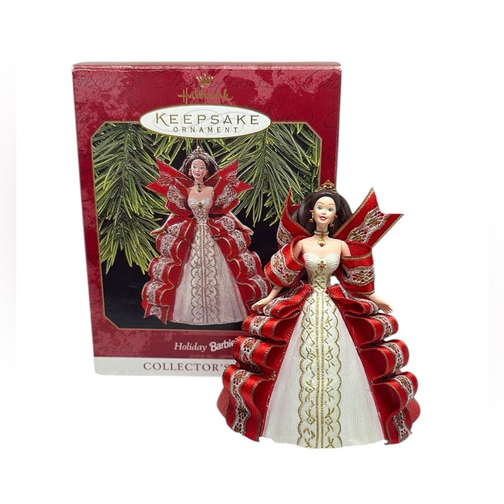 Vintage 1997 holiday Barbie #5 in series hallmark keepsake ornament with box